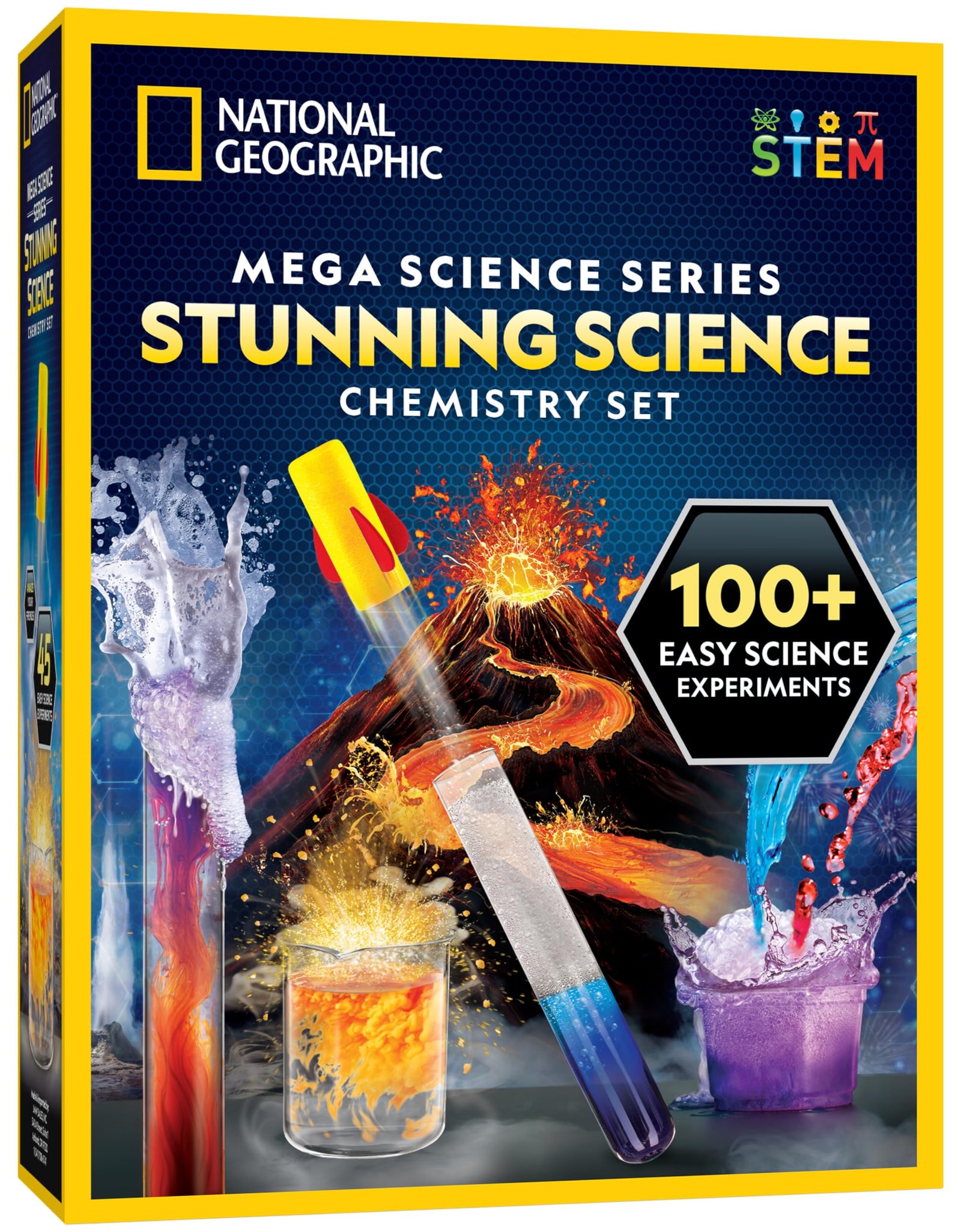 National Geographic Stunning Chemistry Set Mega Science Kit 45 Experiments Blue