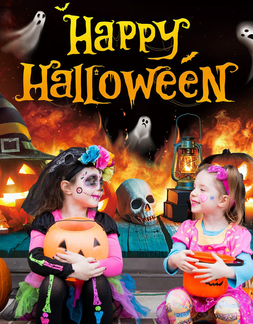 Load image into Gallery viewer, Happy Halloween Backdrop Ghost Pumpkin Flame Haunted House Party Banner 6x4FT

