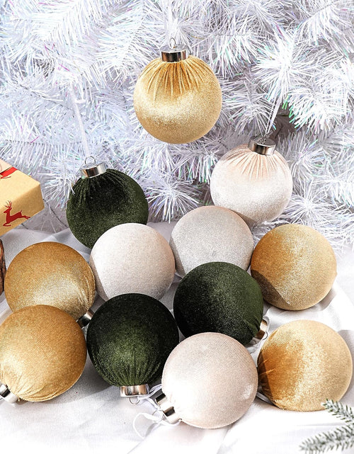 Load image into Gallery viewer, Choonshow Velvet Christmas Ball Ornaments 16 Pack 3.15" Brown Green
