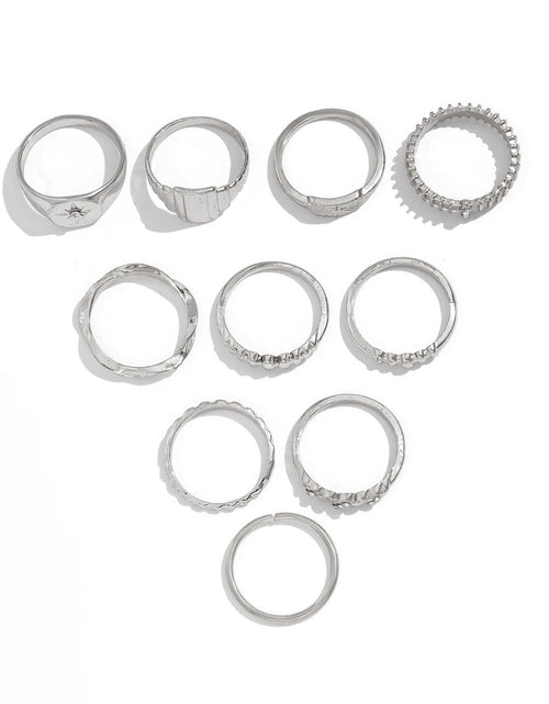 Load image into Gallery viewer, Vintage Irregular Gear Ring Versatile Diamond Set with Metallic Geometric Rings
