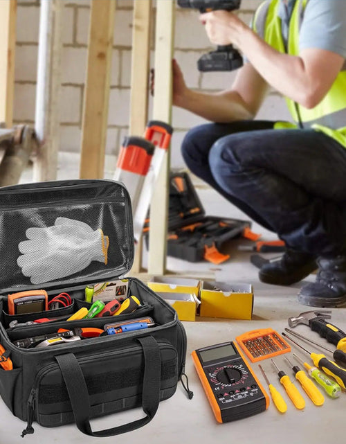 Load image into Gallery viewer, 14" Heavy-Duty Tool: 2 Bags + Non-Slip Organizer (for Electricians, Multi-Pocket)
