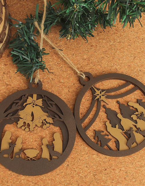 Load image into Gallery viewer, Yelsky Jesus Christmas Nativity Ornaments Wooden Set 2pcs Natural Wood
