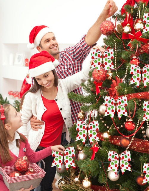 Load image into Gallery viewer, Hiagkmet 12 pcs Red Green Christmas Bows Ornaments 6 Inch Holiday Decor
