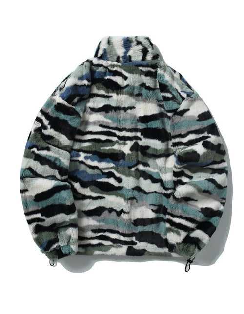 Load image into Gallery viewer, Autumn and winter retro camouflage imitation rabbit plush jacket for men and women loose casual versatile warm cotton jacket
