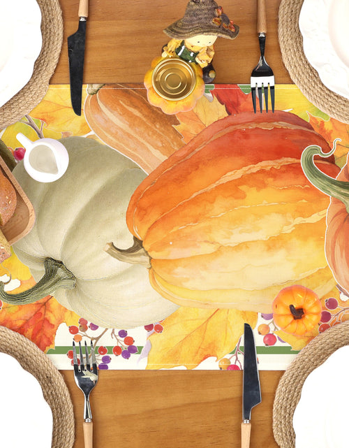 Load image into Gallery viewer, LULUXENIA Thanksgiving Table Runner Maple Leaves Pumpkin Fall Decor 13x72 Inch
