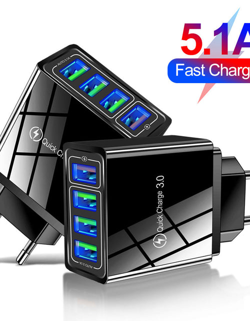 Load image into Gallery viewer, 4USB mobile phone charger, multi port USB charging head charger
