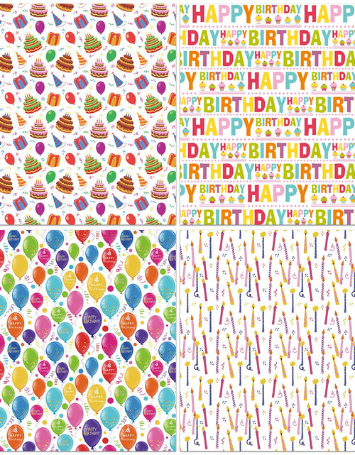 Load image into Gallery viewer, LCY WEDSHI Birthday Wrapping Paper 12pcs 20x29in Multicolor Birthday Theme
