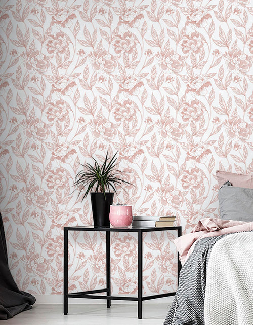 Load image into Gallery viewer, Timeet Pink Floral Peel and Stick Wallpaper Vinyl 17in x 78.7in Modern
