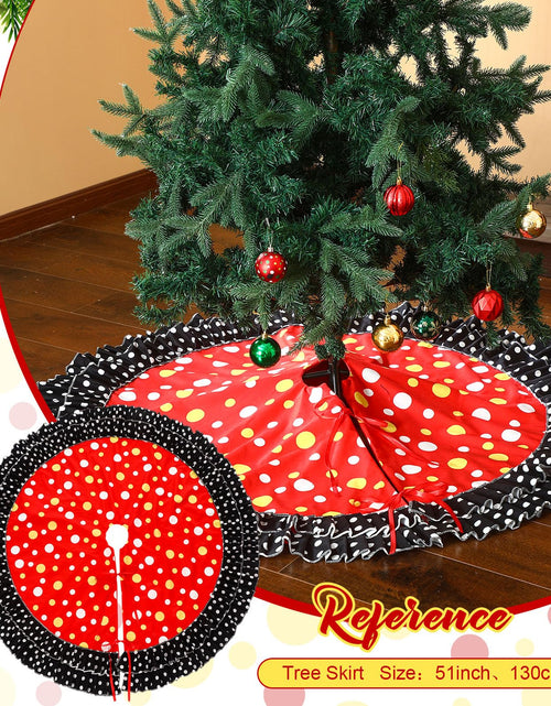 Load image into Gallery viewer, Soulchen Christmas Tree Skirt Double Layer Red Black Yellow Big Wave Point 51"
