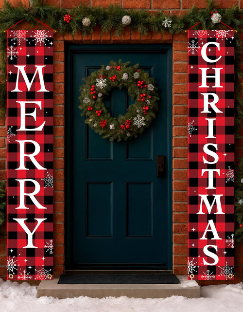 Load image into Gallery viewer, X-Protector Merry Christmas Buffalo Plaid Banner 71x13 Red
