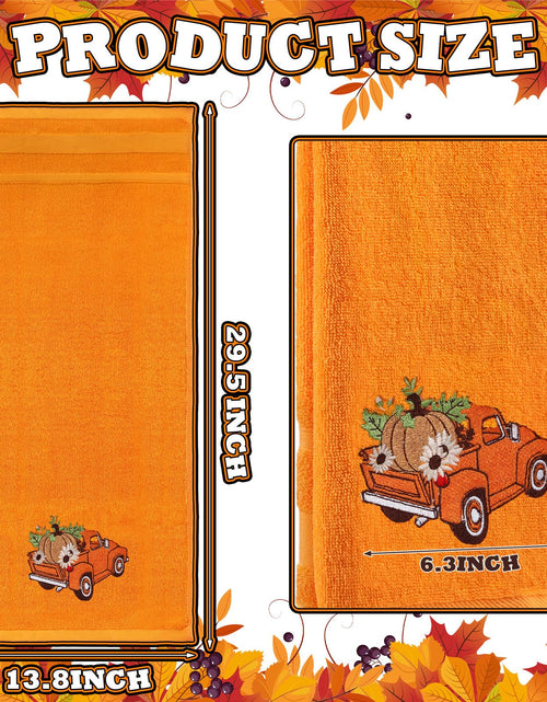 Load image into Gallery viewer, Fanfanwin 3 Pcs Thanksgiving Hand Towels Orange Pumpkin 13.8x29.5 Inch Cotton
