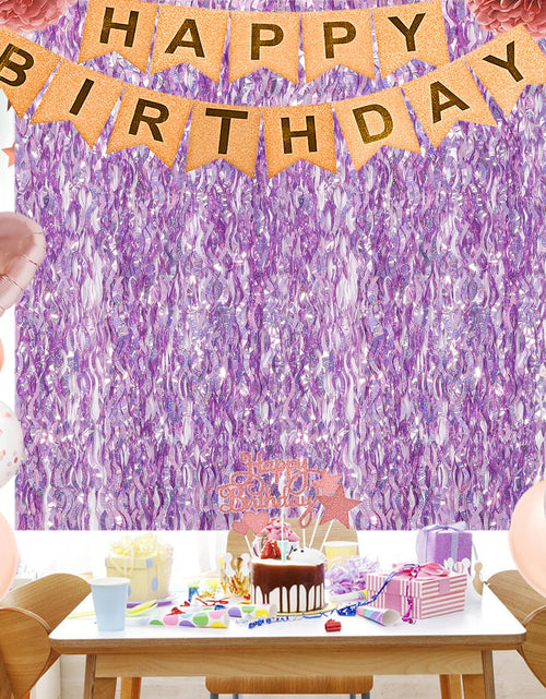 Load image into Gallery viewer, WBinFeng Lilac Pink Wave Party Backdrop Foil Fringe Curtain Streamers 2 Pack
