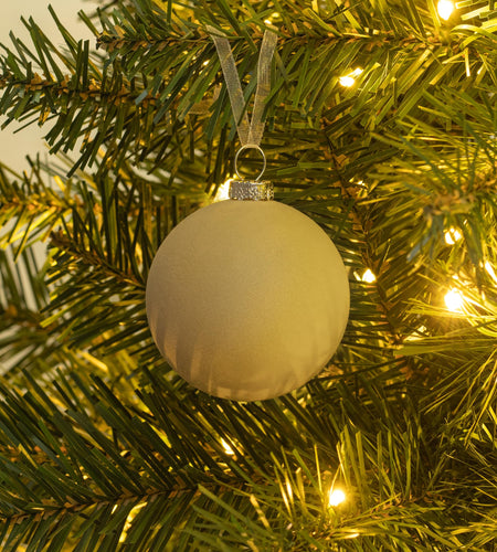 KI Store Beige Velvet Christmas Balls Ornaments 6pcs 2.36in Party Decor