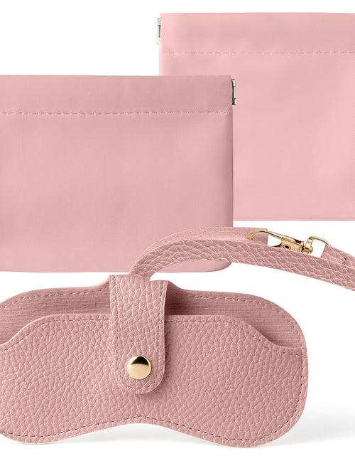 Load image into Gallery viewer, GQIRIL Mini Travel Cosmetic Bag Set 3PCS Waterproof Leather Pink

