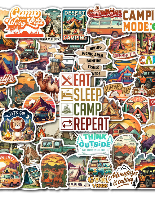 Load image into Gallery viewer, BIGZORO Desert Camping Stickers Camel Cactus Waterproof Vinyl Pack 50
