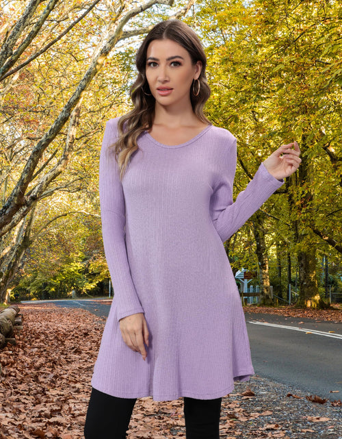 Load image into Gallery viewer, Aphratti Womens Sweater Dress Tunic Top Long Sleeve Casual Lavender L
