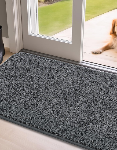 Load image into Gallery viewer, Mibao Front Door Mat Non-Slip Waterproof 35.5x59in Dark Grey TPR Backing

