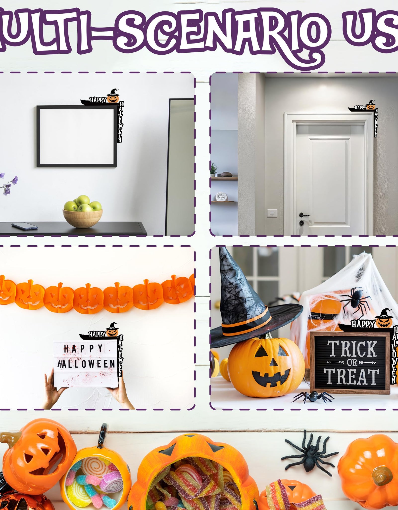 SIXEIGHT Halloween Pumpkin Witch Hat Door Corner Sign Decoration 8.5x6.9"