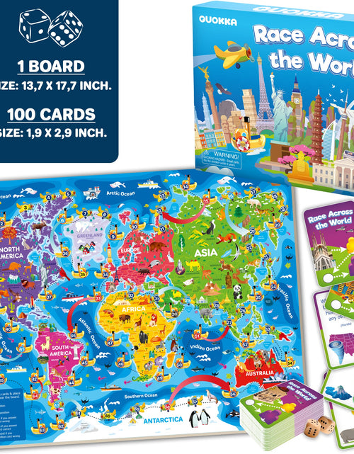 Load image into Gallery viewer, QUOKKA 3X Learning Board Games Set Educational Trivia Cards Kids Ages 6-8
