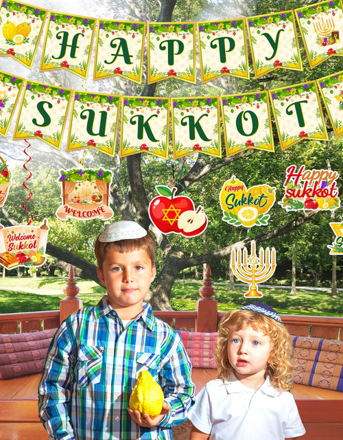Load image into Gallery viewer, Sukkot Decorations Hanging Swirls Happy Sukkot Banner Ceiling Decor
