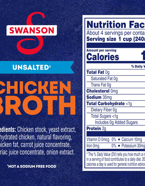 Load image into Gallery viewer, SWANSON Unsalted Chicken Broth 32 oz Carton Gluten Free 2 lbs
