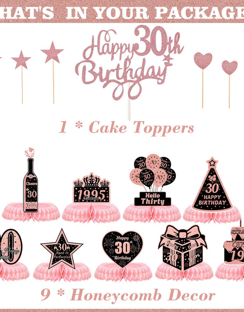 Load image into Gallery viewer, ITHKIRHO 30th Birthday Honeycomb Centerpieces Rose Gold 10 Pcs Decorations
