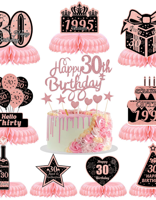 Load image into Gallery viewer, ITHKIRHO 30th Birthday Honeycomb Centerpieces Rose Gold 10 Pcs Decorations
