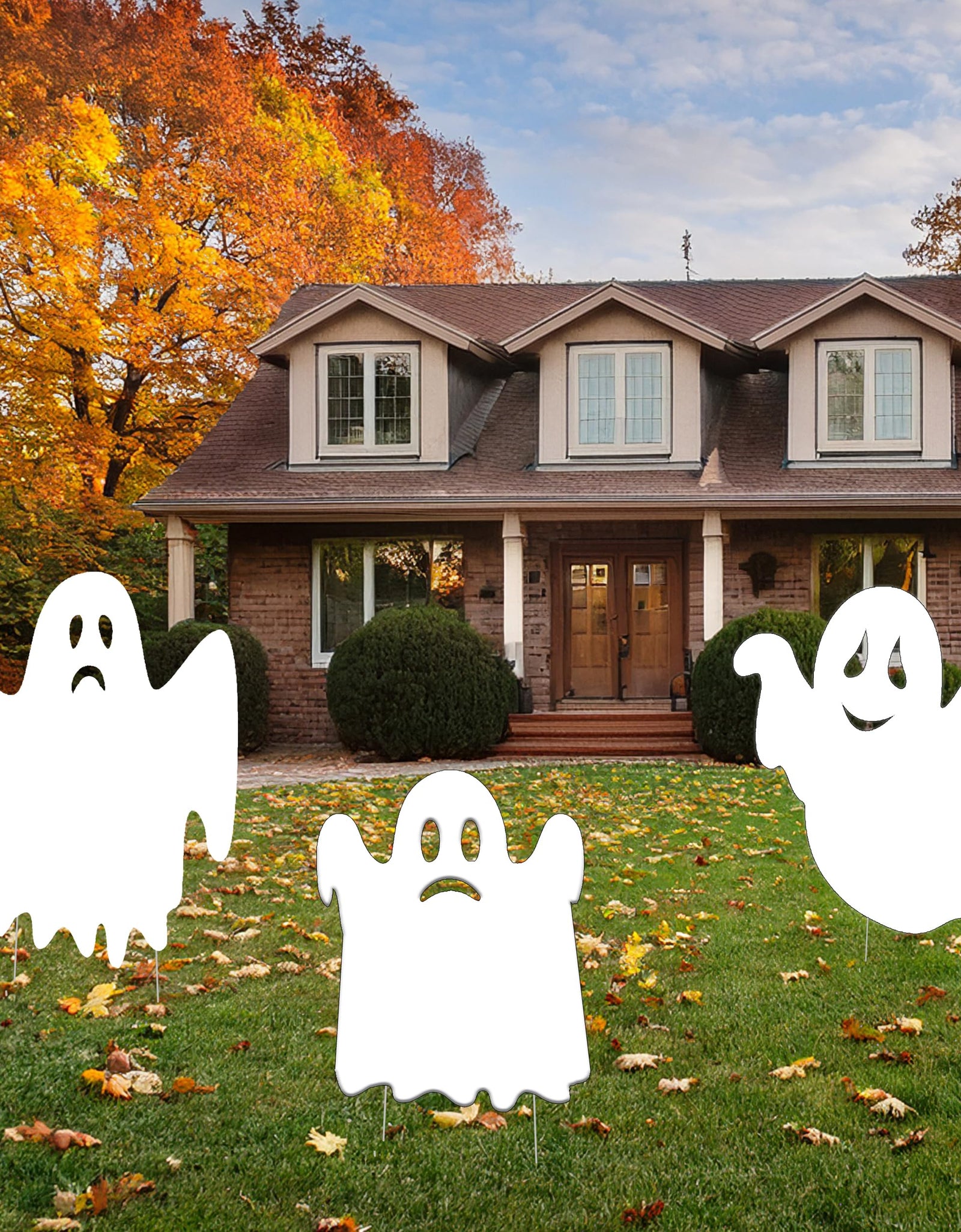 Rogue River Tactical Large Ghost Halloween Yard Sign Outdoor 15x12 Inch 3 Pack
