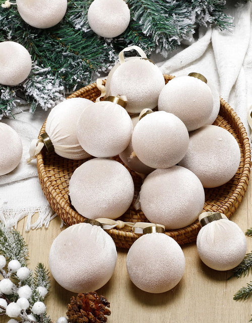 Load image into Gallery viewer, HyDren 24Pcs Beige Velvet Shatterproof Christmas Ornaments Balls 3.15,2.76,2.36"
