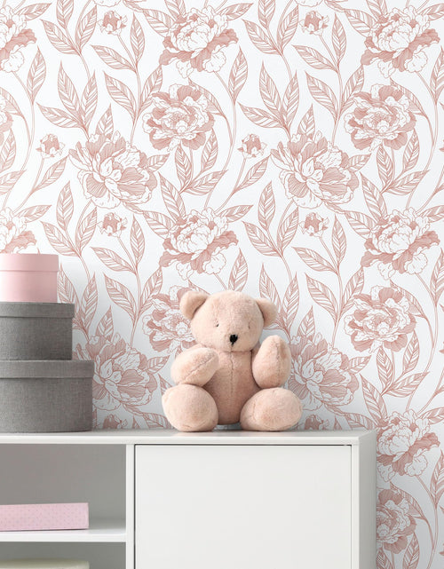Load image into Gallery viewer, Timeet Pink Floral Peel and Stick Wallpaper Vinyl 17in x 78.7in Modern
