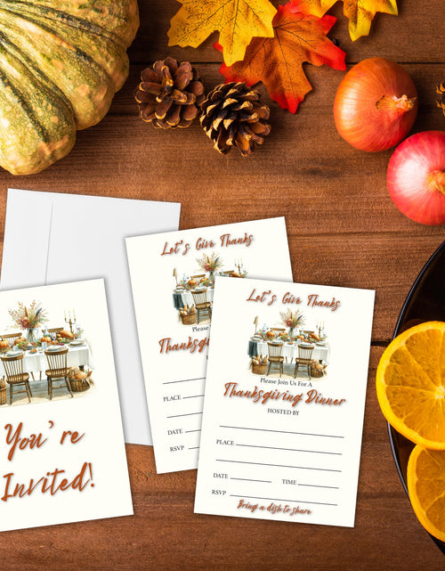 Load image into Gallery viewer, Yhtmbf 20 Thanksgiving Party Invitations with Envelopes 4x6 Let's Give Thanks
