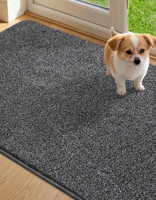 Load image into Gallery viewer, Mibao Front Door Mat Non-Slip Waterproof 35.5x59in Dark Grey TPR Backing
