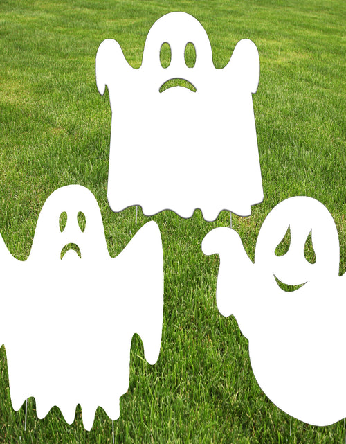 Load image into Gallery viewer, Rogue River Tactical Large Ghost Halloween Yard Sign Outdoor 15x12 Inch 3 Pack
