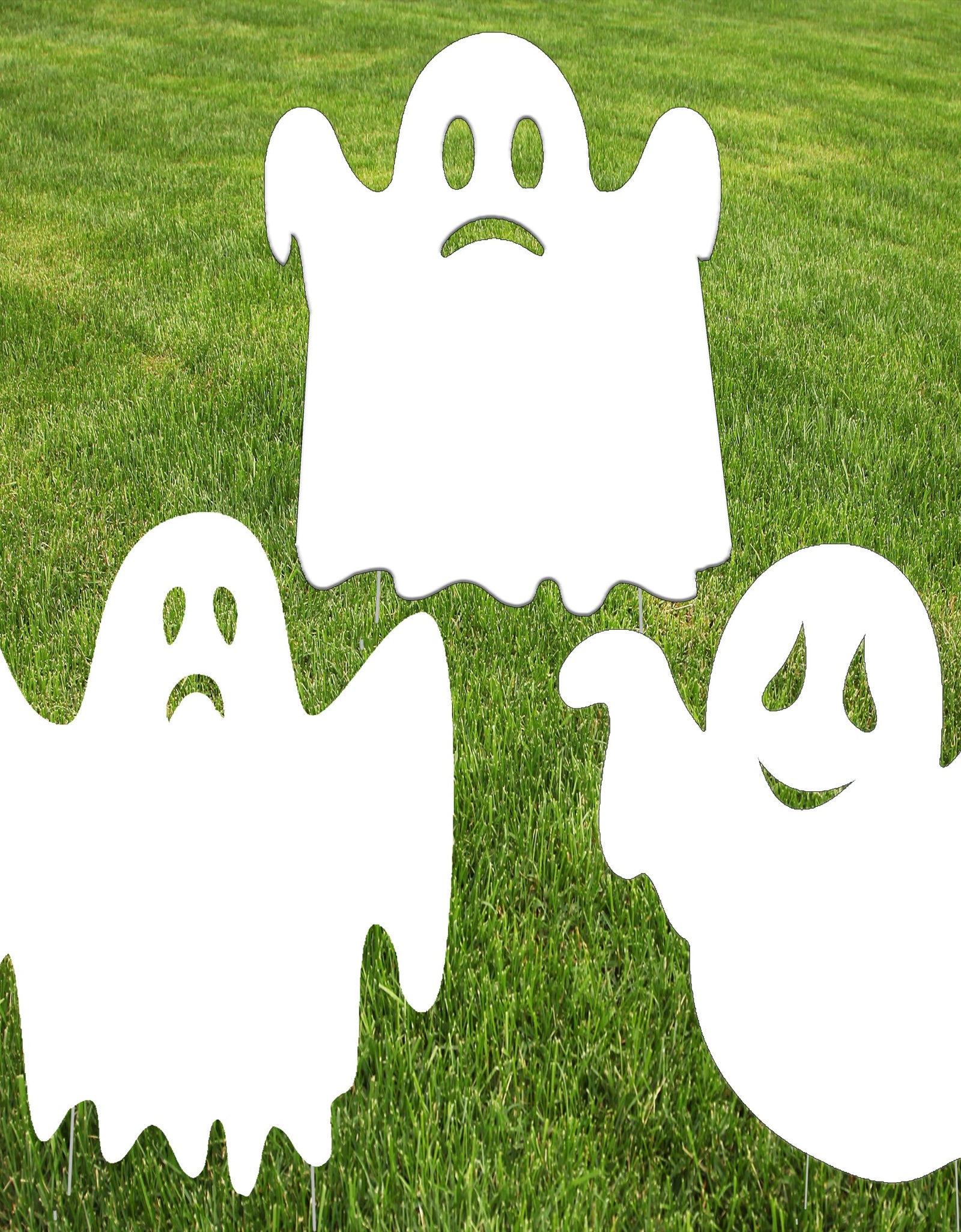 Rogue River Tactical Large Ghost Halloween Yard Sign Outdoor 15x12 Inch 3 Pack