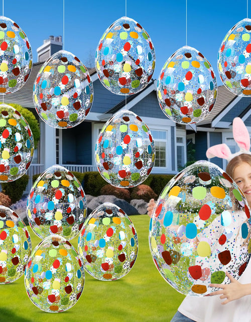 Load image into Gallery viewer, Jetec 12 Pcs Inflatable Easter Eggs 16in Large Glitter PVC Decorations Silver
