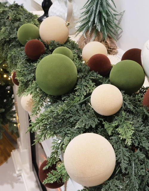 Load image into Gallery viewer, Senjie 30pcs Velvet Christmas Balls Ornaments 2.36in Brown Green Khaki
