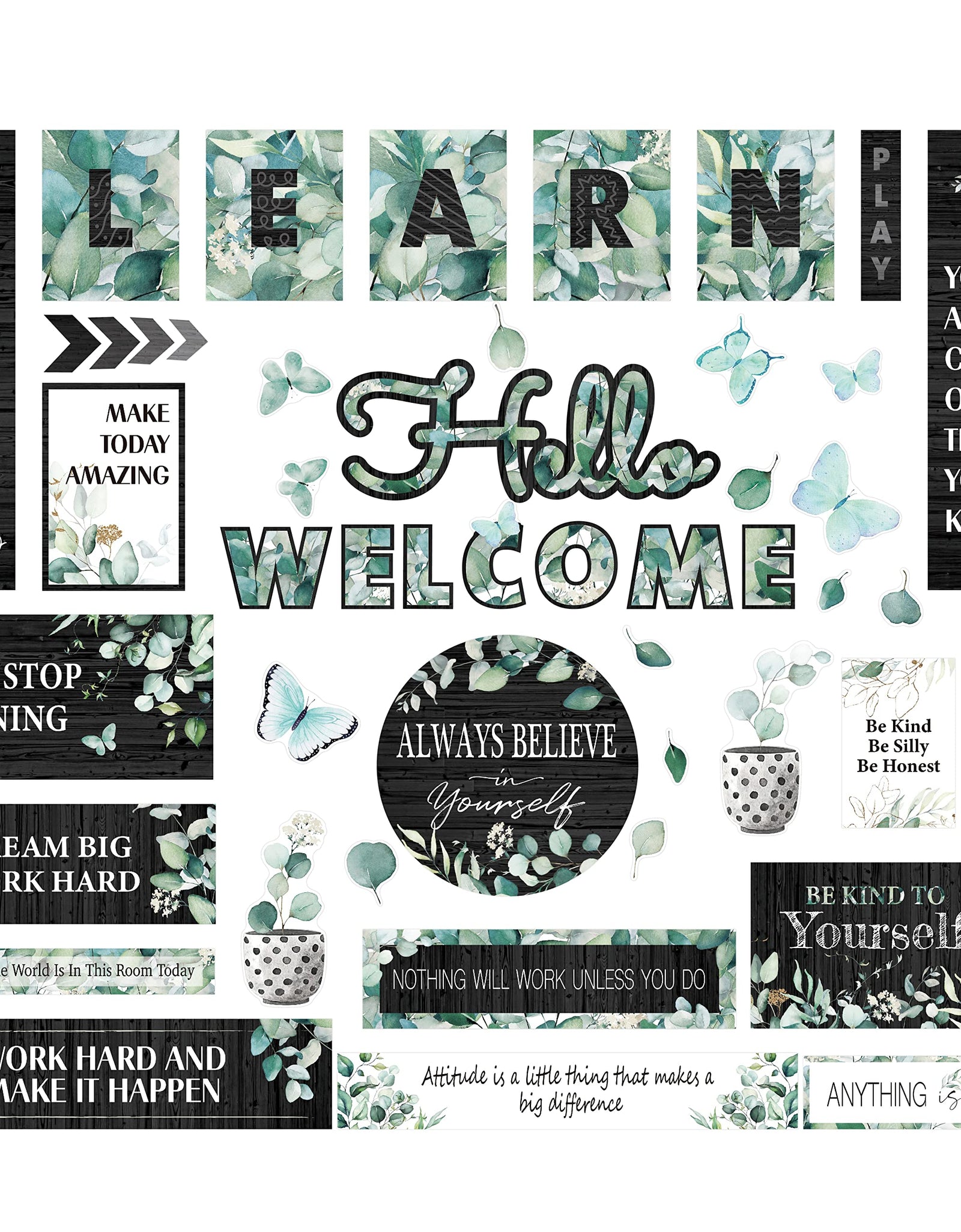 Gethelud 50PCS Modern Farmhouse Bulletin Board Decor 44.5x32.5cm Style 1