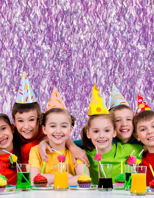 Load image into Gallery viewer, WBinFeng Lilac Pink Wave Party Backdrop Foil Fringe Curtain Streamers 2 Pack
