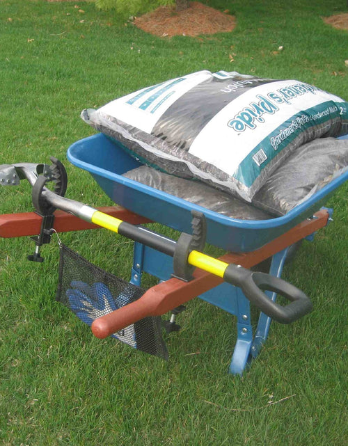 Load image into Gallery viewer, GrizzlyGrip Wheelbarrow Tool Holder with Mesh Bag Secures Tools Nylon
