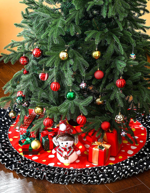 Load image into Gallery viewer, Soulchen Christmas Tree Skirt Double Layer Red Black Yellow Big Wave Point 51"
