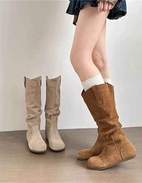 Load image into Gallery viewer, 🖤 Creeper Knight Flat Heel Cowboy Boots for Women
