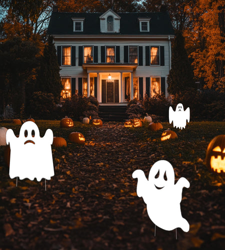 Rogue River Tactical Large Ghost Halloween Yard Sign Outdoor 15x12 Inch 3 Pack