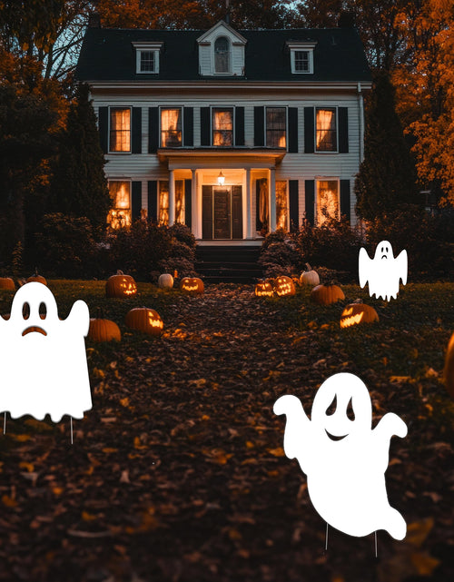 Load image into Gallery viewer, Rogue River Tactical Large Ghost Halloween Yard Sign Outdoor 15x12 Inch 3 Pack
