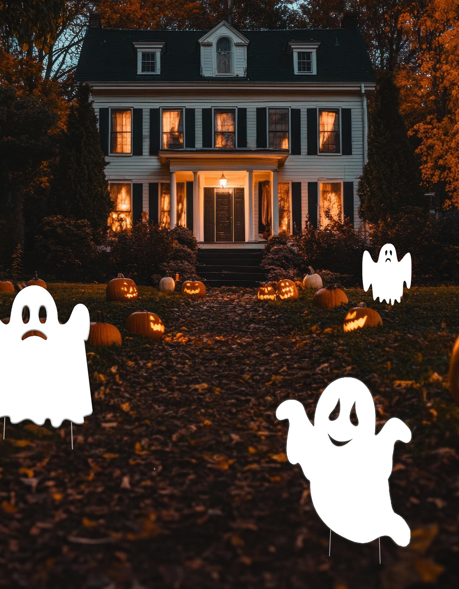 Rogue River Tactical Large Ghost Halloween Yard Sign Outdoor 15x12 Inch 3 Pack