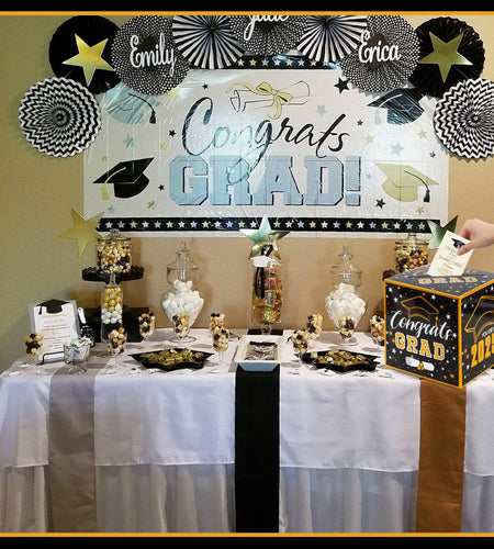BEISHIDA 2025 Graduation Card Box Black Gold 9x9x9 Inch Party Decor