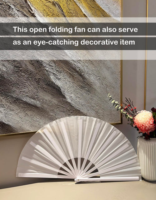 Load image into Gallery viewer, GeGeYa 13inch Large Rave Popping Hand Fans Foldable White 2 Packs
