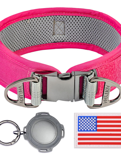 Load image into Gallery viewer, ADITYNA Durable 2-inch AirTag Dog Collar Reflective Metal Buckle Pink Size M

