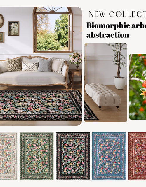 Load image into Gallery viewer, Vowkten Kitchen Runner Rug 2'x6' Non Slip Washable Black Vintage Polyester
