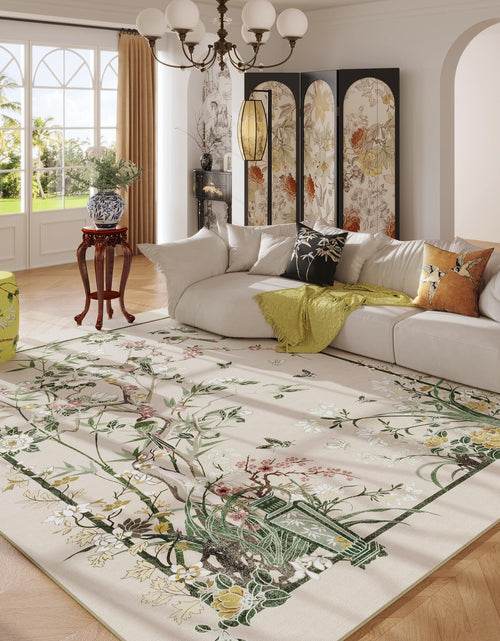 Load image into Gallery viewer, Vowkten 5x7 Chinoiserie Floral Vintage Washable Rug Non Slip Beige
