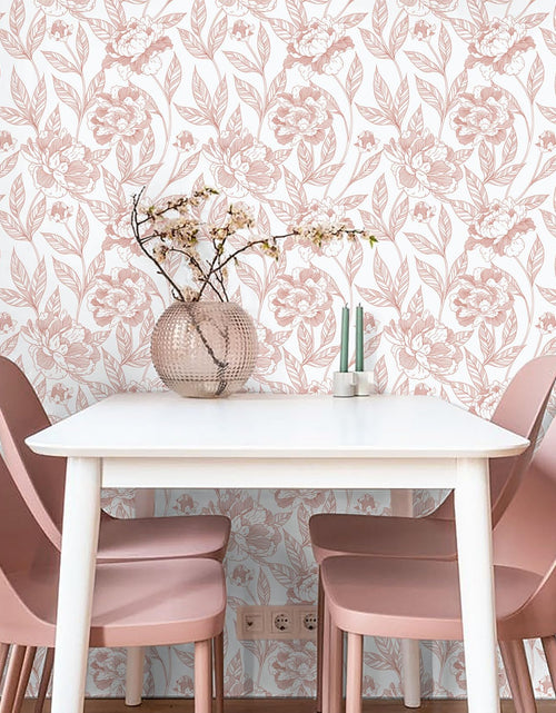 Load image into Gallery viewer, Timeet Pink Floral Peel and Stick Wallpaper Vinyl 17in x 78.7in Modern
